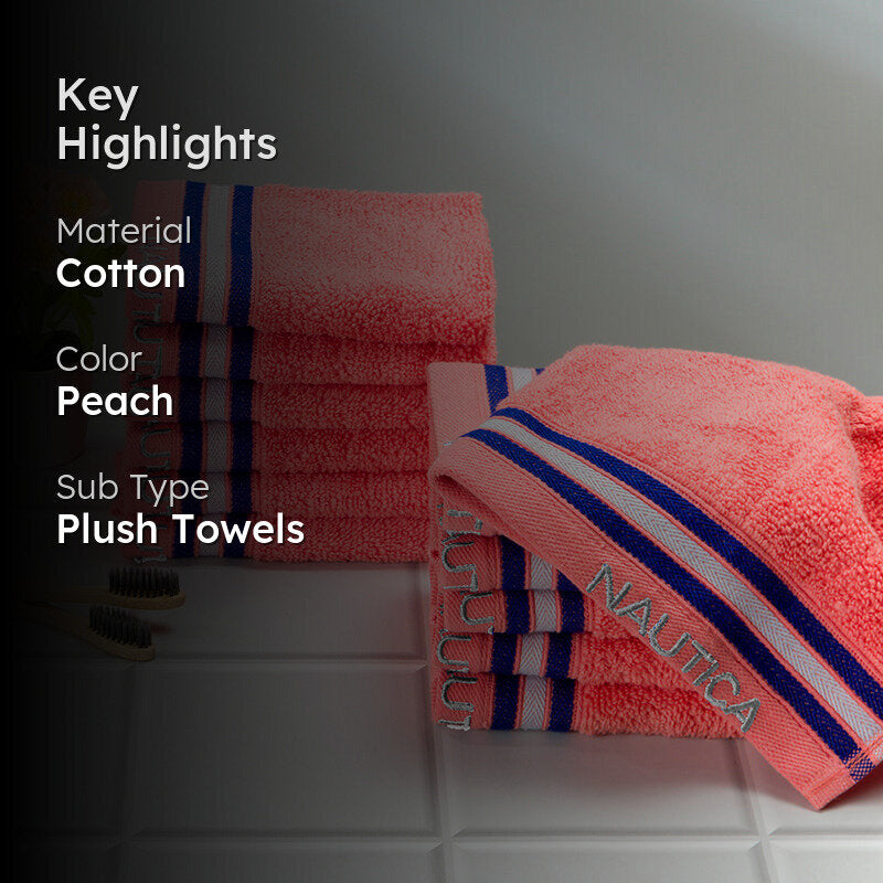 Nautica Dove Down Cotton Hand & Face Towel (Coral) - Set Of Twelve media 2