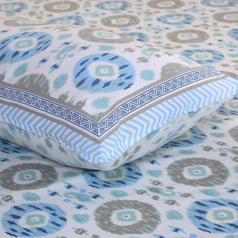 Sienna Ethnic Cotton Bedsheet (Blue) - 180 TC media 4