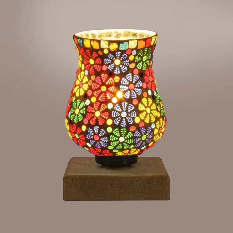 Glazic Mosaic Glass Table Lamp With Wooden Base - Multicolor media 8
