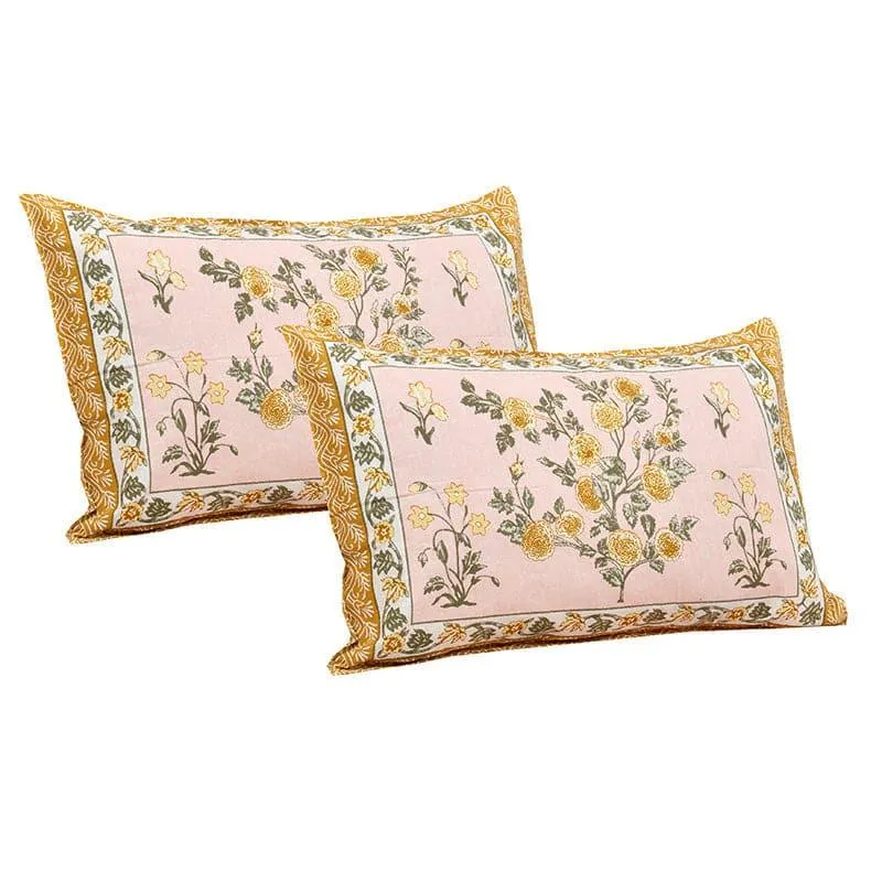 Rachna Floral Cotton Bedsheet (Pink,Yellow) - 180 TC media 5