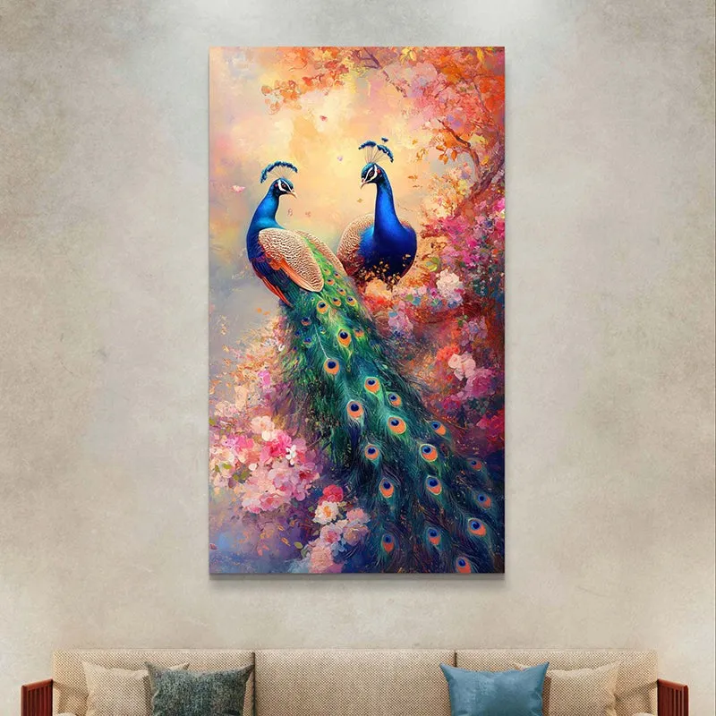 Peacock Pair Canvas Wall Painting media 5