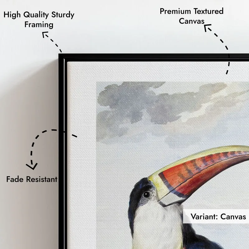 Red Billed Toucan Aert Schouman Archival Canvas Wall Painting - Black Frame media 7