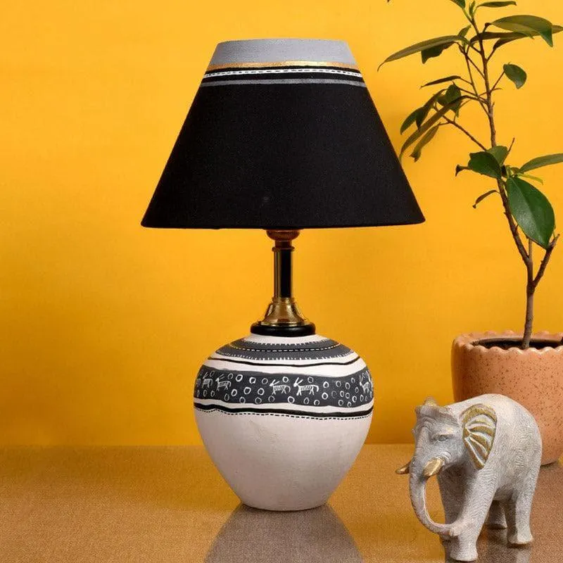 Ravish Terracotta Table Lamp - Black,White media 3