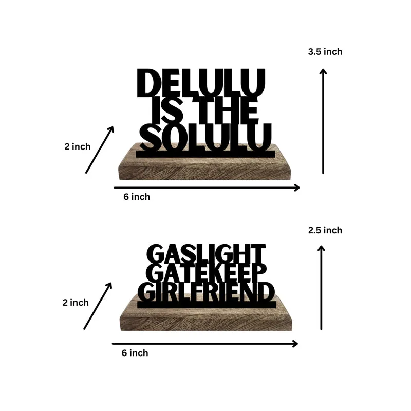 Delulu is The Solulu Typography Showpiece - Set Of Two media 5