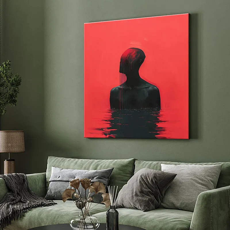 Silhouette Man On Red Background Wall Painting media 4