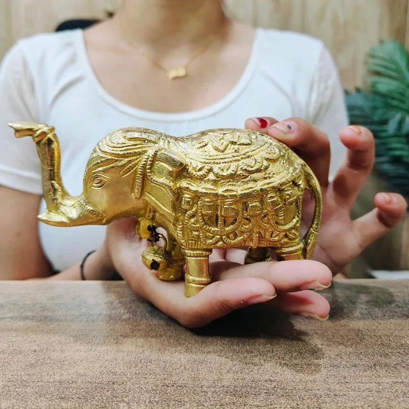 Elphant Brass Showpiece - Gold media 7