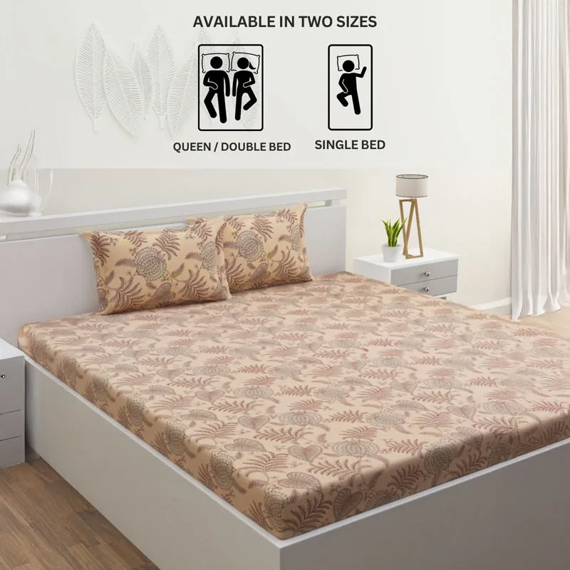 Fern Dreams Cotton Bedsheet (Light Peach) - 144 TC media 11