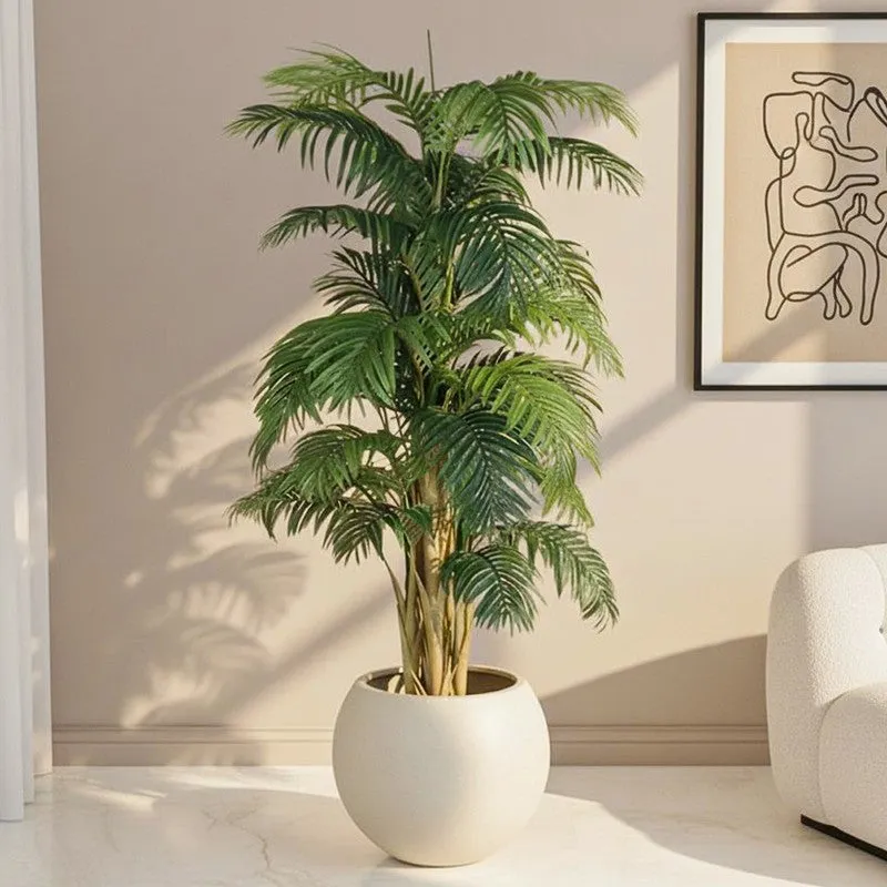Faux Realtouch Areca Palm Plant With Black Plastic Pot - 5.9 Feet media 1