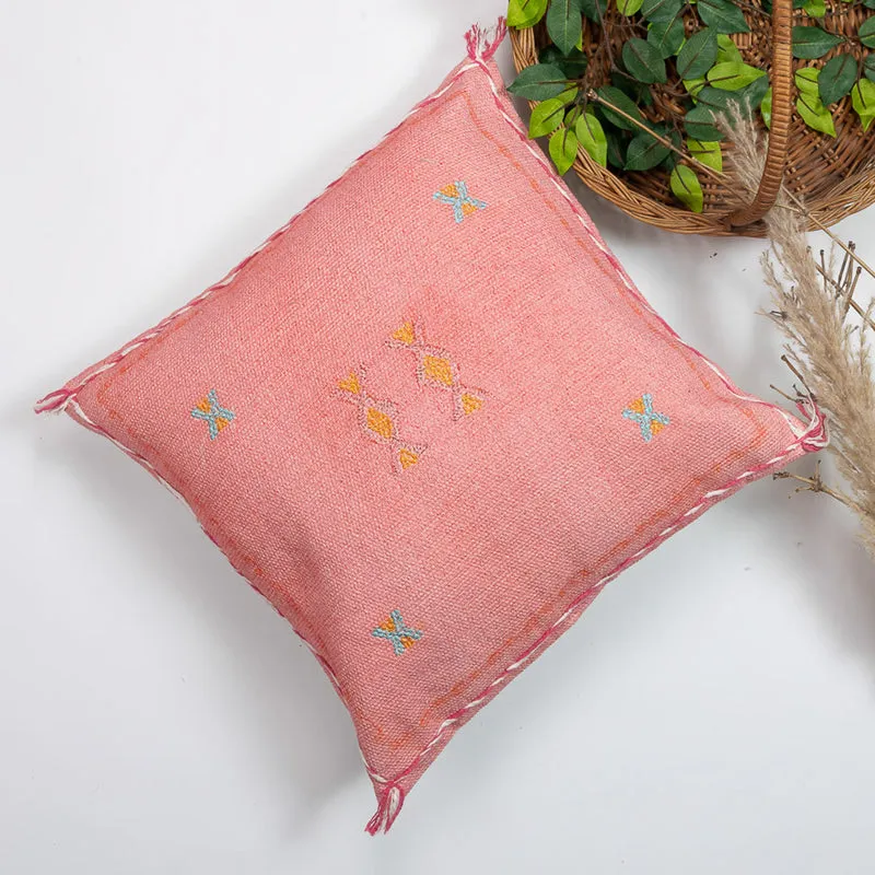 Tribal Glyph V Embroidered Cushion Cover - Pink media 5