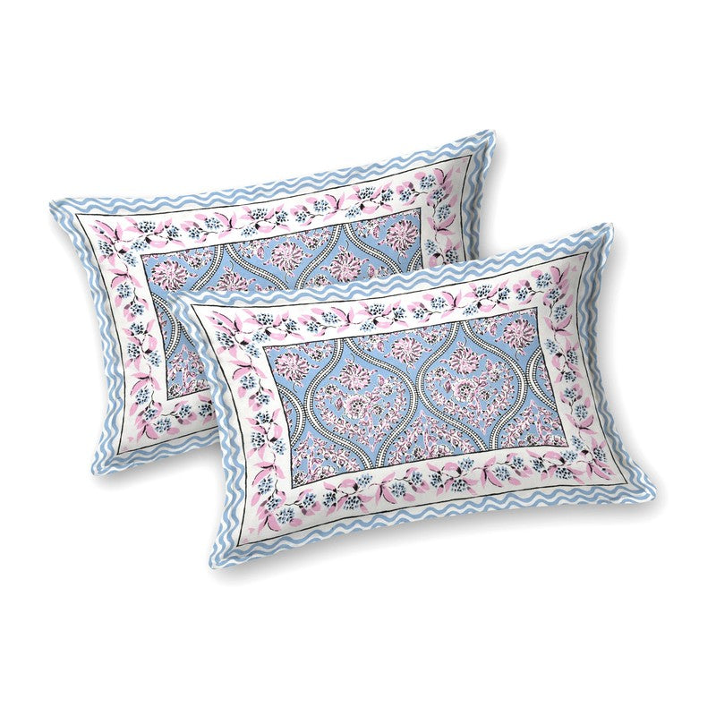 Rangly Cotton Bedsheet (Blue,Pink) - 240 TC media 5