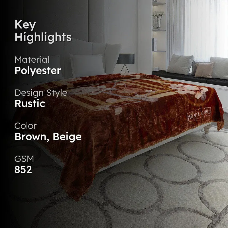 Monte Carlo Autumn Embrace Blanket (Brown,Beige) - 852 GSM media 2