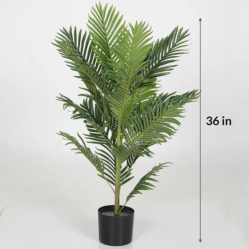Faux Areca Palm Tree With Black Plastic Pot - 2.9 Feet media 5