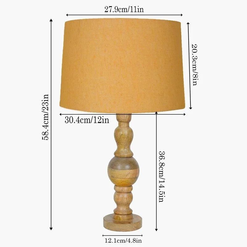 LumeElegance Wooden Table Lamp - Yellow,Brown media 7