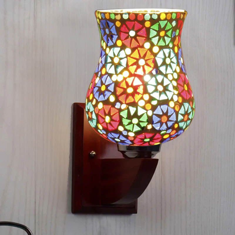 NovaHaven Mosaic Wooden Wall Lamp