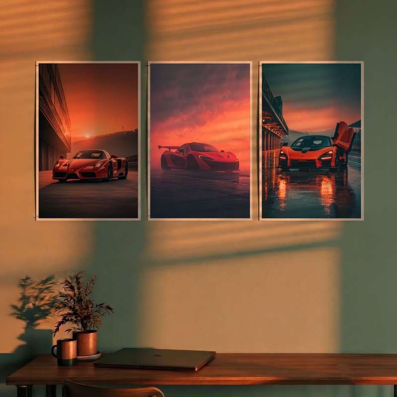 Chrome Thunder Cars Polymer Wall Poster