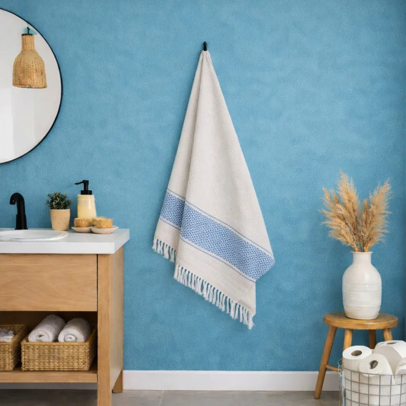 MosacStrip Cotton Hand Towel (Blue) - Set Of Four media 3