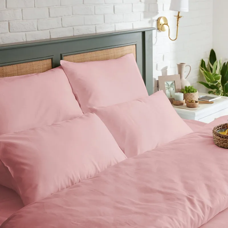 Maison Solid Cotton Pillow Cover (Cameo Rose,700TC) - Set Of Two media 1