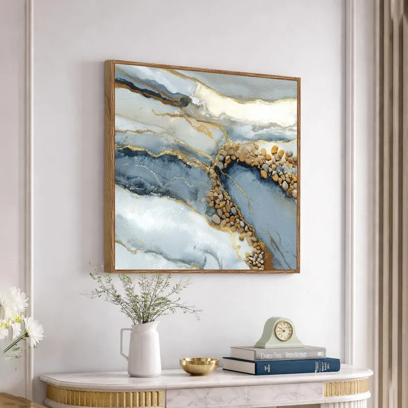 Golden Flow Canvas Wall Art With Frame media 5