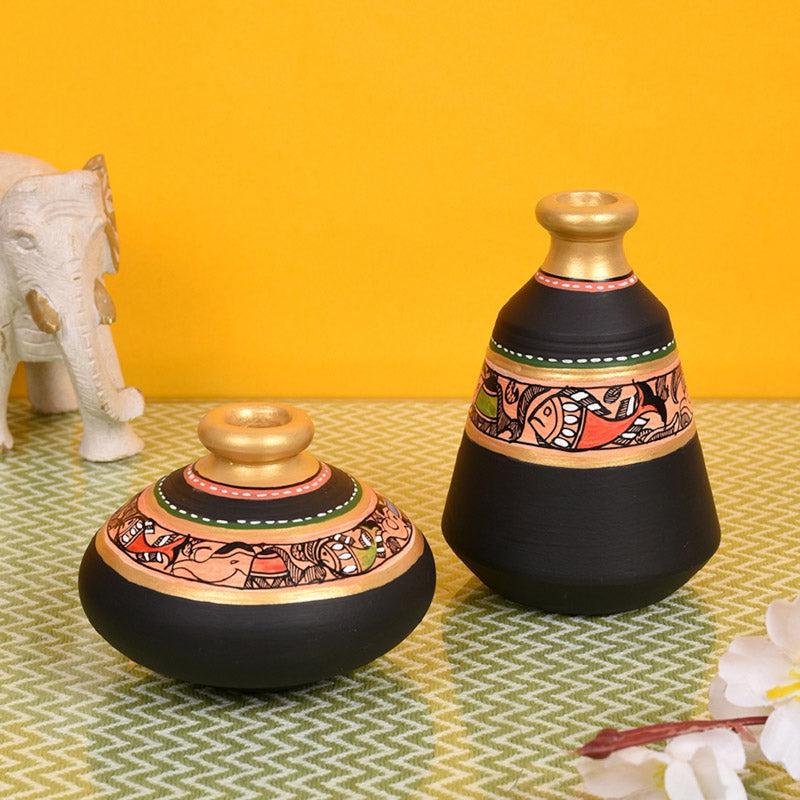 Pankhuri Terracotta & Wood Wall Shelve With Pot - Four Piece Set media 6