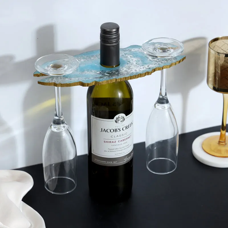 Resinor Wine Bottle & Glass Holder - Aqua Blue media 1