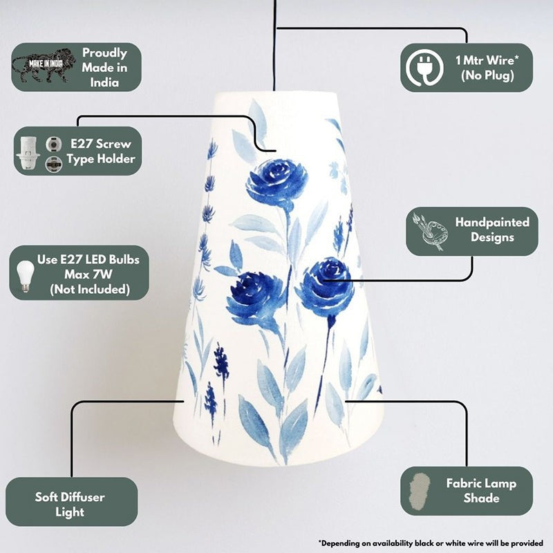 Indigo Blossom Handpainted Fabric Ceiling Lamp media 4