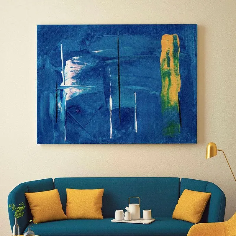 Abstract Blue Canvas Wall Painting - Gallery Wrap media 1
