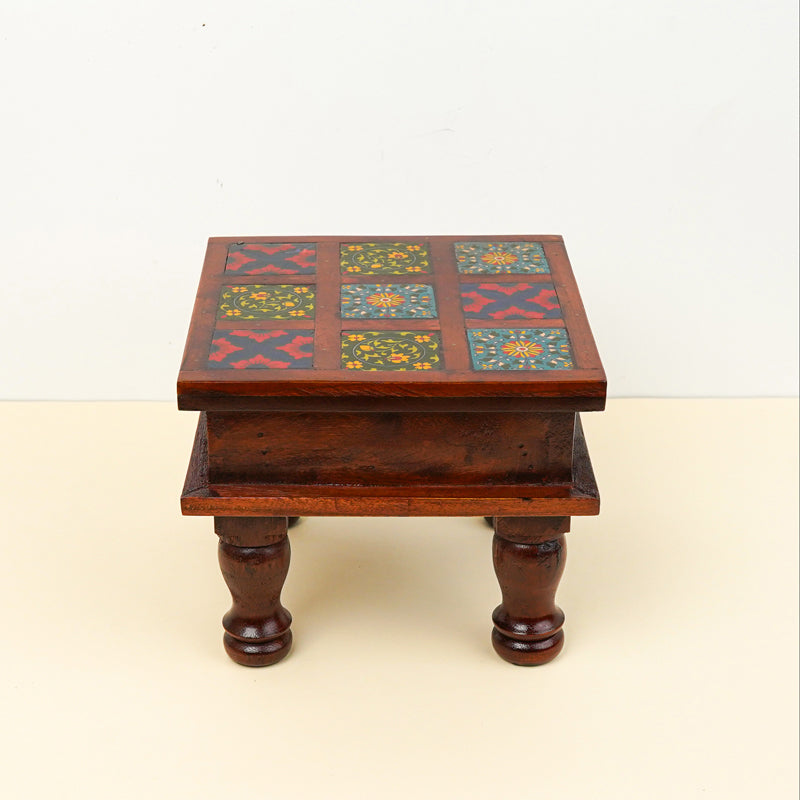 Athangudi Mango Wood & MDF Stool - 8 inch media 5