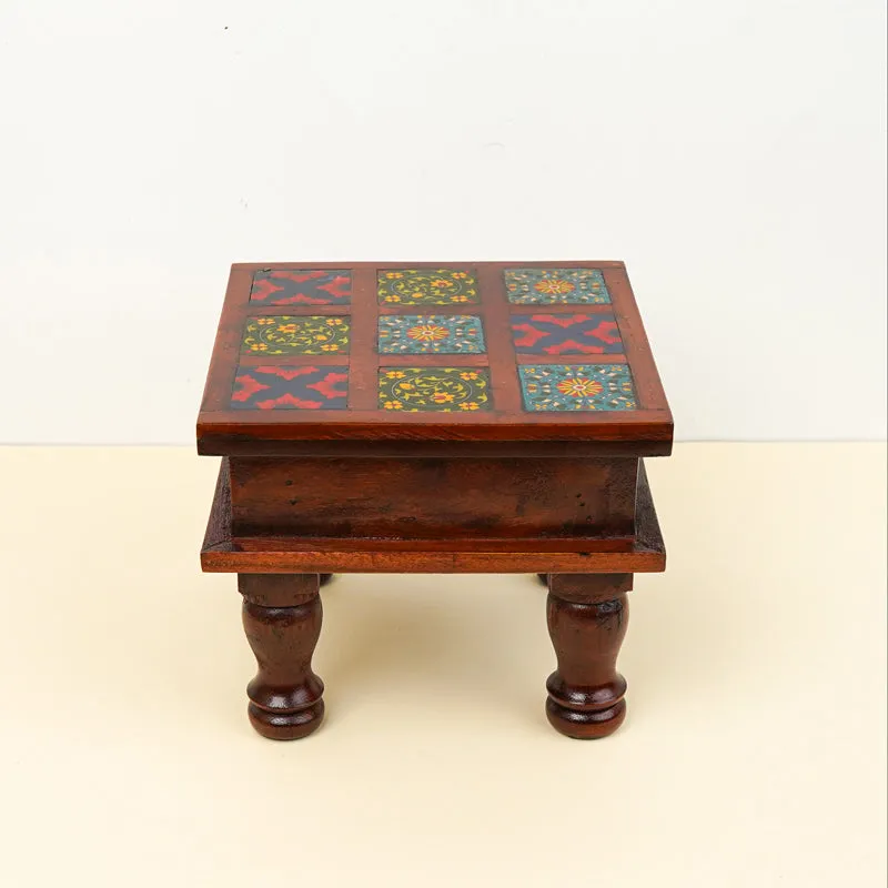Athangudi Mango Wood & MDF Stool - 8 inch media 5