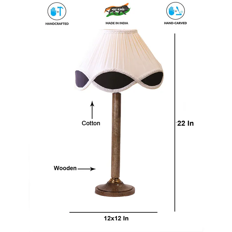 Terra Light Table Lamp With Wooden Base - White,Brown media 4