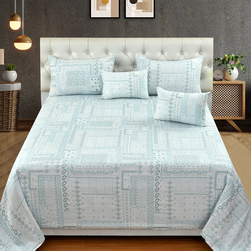 Mathieu Cotton Bedding Set (Blue/210 TC) - Five Piece Set media 1