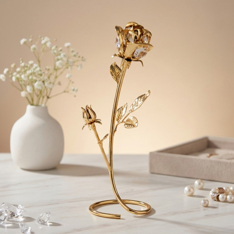 Golden Rose Elegance 24K Gold Plated Mild Steel Showpiece