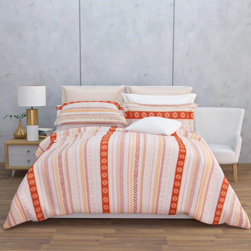 Florelle Strips Cotton Bedsheet (Orange) - 144 TC media 7