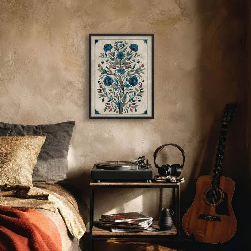 Floral Folk Art Canvas Wall Painting With Black Frame media 8