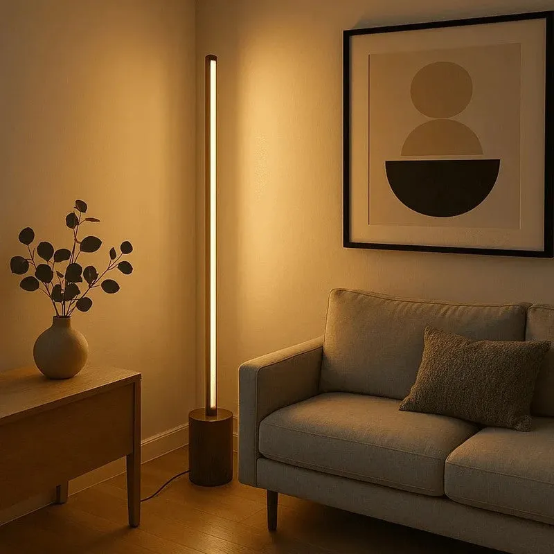 Warm Glow Rose Wood LED Wooden Floor Lamp media 1