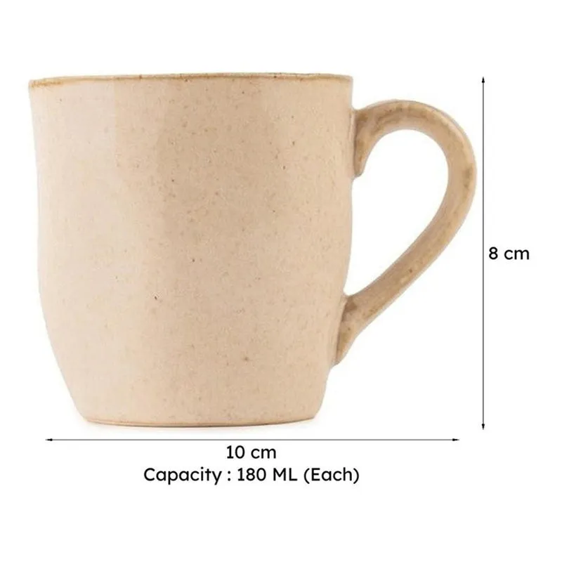 Elowen Porcelain Tea Cup (180 mL Each,Beige) - Set Of Six media 9