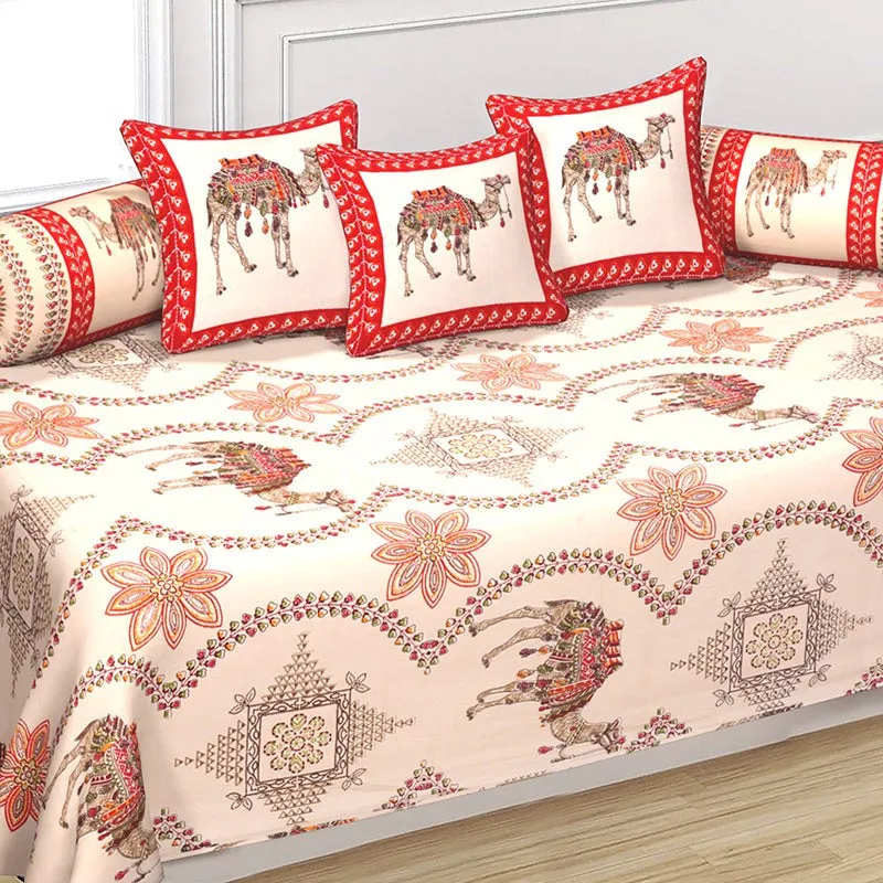 Ankaari Ethnic Cotton Diwan Set (Peach) - Six Piece Set media 3