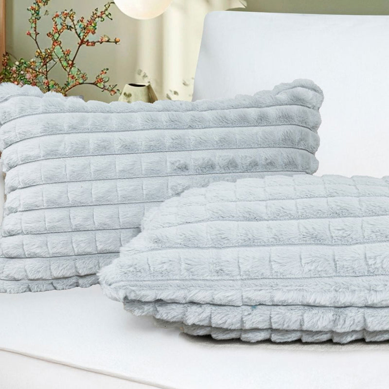 Frost Waffle Grey Cushion Cover (Rectangle)  Set of Two media 3