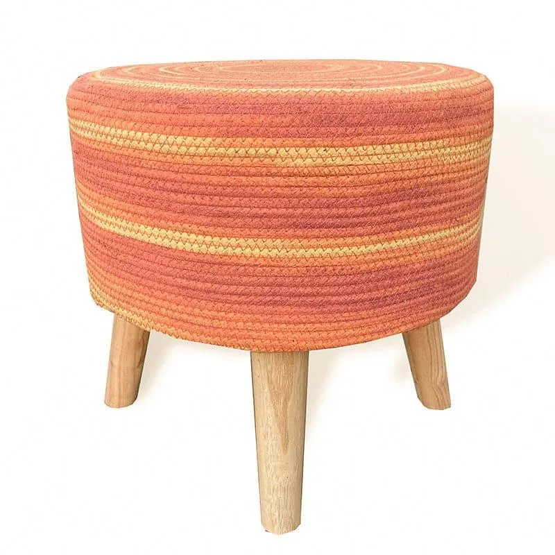 Seleni Cotton Ottoman - Orange & Yellow media 3