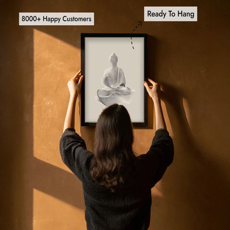 Tranquil Form of Buddha Wall Painting With Black Frame media 7