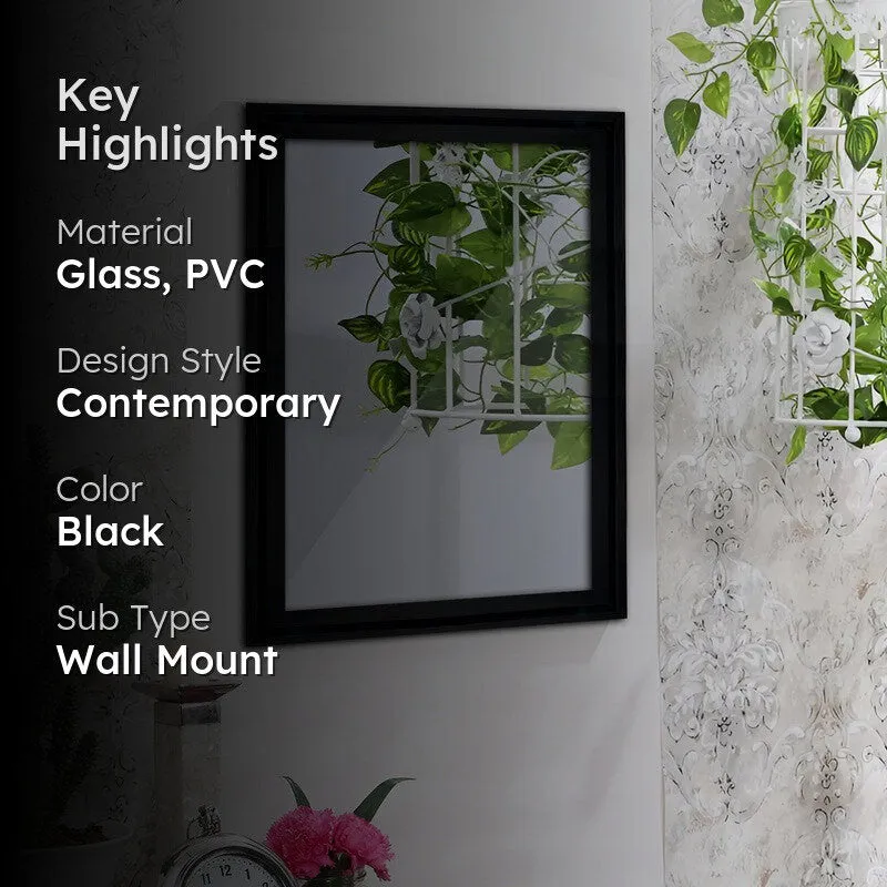 Highlight graphic showing black wall mirror details