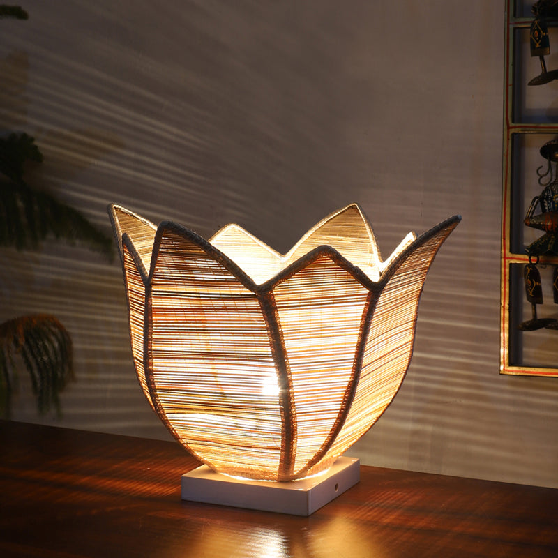 Weavix Bamboo Petal Edge Table Lamp - Beige