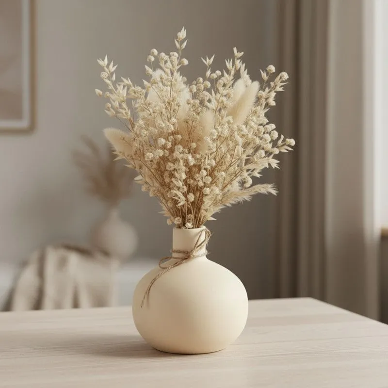 Round Ivory Minimal Ceramic Vase media 1
