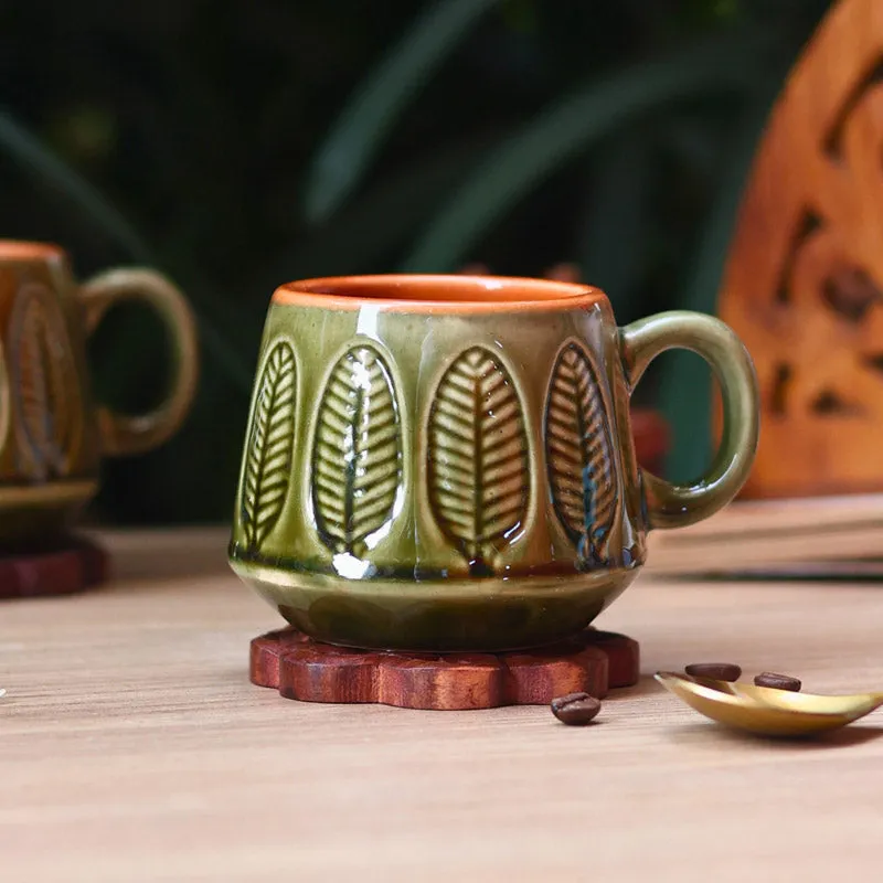 Bergo Ceramic Tea Cup (200 mL Each)/Green,Red)- Set of Two media 4