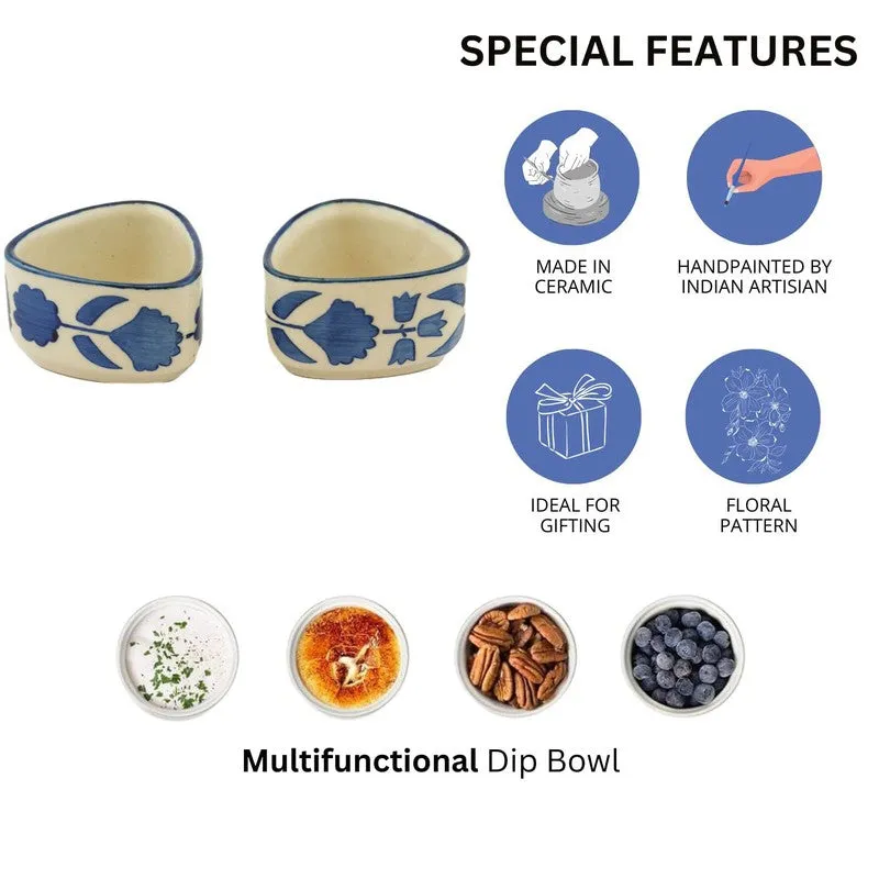 ServeCraft Ceramic Dip Bowls (Blue,White ,40 mL Each) - Set Of Two media 4