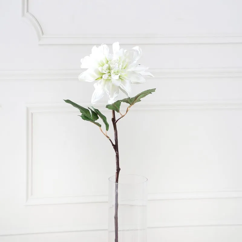 Dahlia Dark Artificial Flower Stem - White media 4