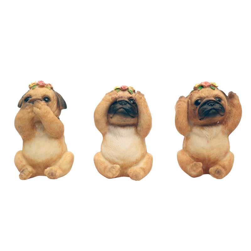 Fun Pug Trio Showpiece  - Set Of Three media 4