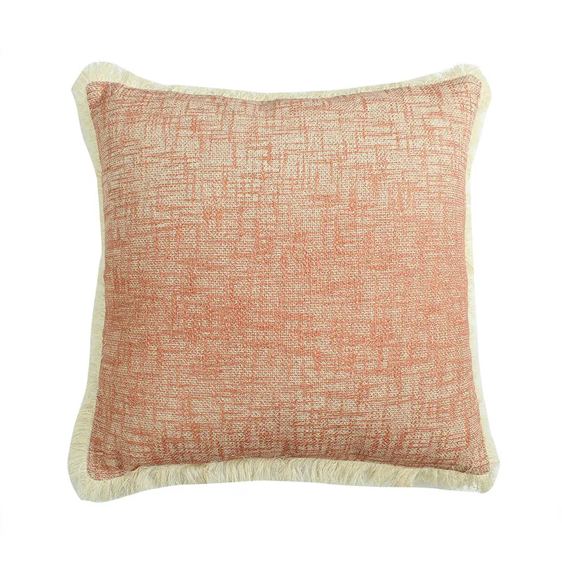 Botanic Silk Touch Woven Cotton Cushion Cover (Peach) - Set Of Two media 3