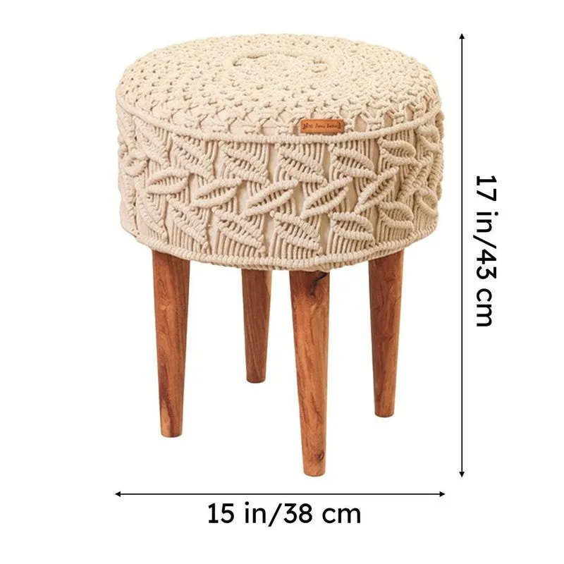 Maha Boho Handcrafted Macrame Stool media 7