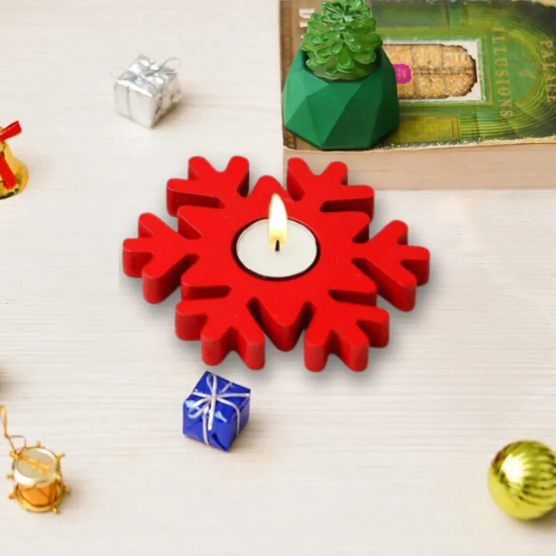 Flurry Of Light Carved Wood Tea Light Holder (Red) - Set Of Four media 3