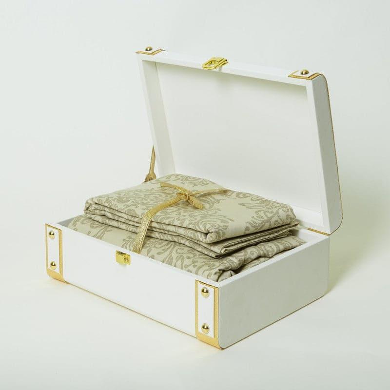 Swayam Jaalidar Bedsheet Gift Set - Beige media 3